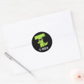 T-Rex Funny Alphabet Dinosaur Pun Dark BG Runder Aufkleber (Umschlag)