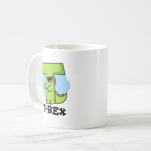T-Rex Funny Alphabet Dinosaur Pun Kaffeetasse (Vorderseite Links)