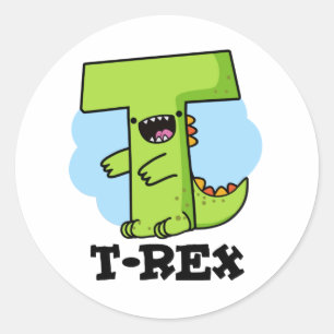 T-Rex Funny Alphabet Dinosaur Pun Runder Aufkleber
