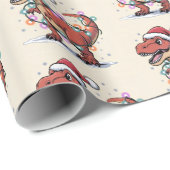 T-Rex Funny Boy Weihnachtsleuchten Umschlagpapier Geschenkpapier (Rolleneckpunkt)