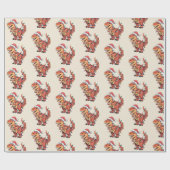 T-Rex Funny Boy Weihnachtsleuchten Umschlagpapier Geschenkpapier (Flach)