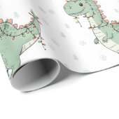 T-Rex Funny Boy Weihnachtsleuchten Umschlagpapier Geschenkpapier (Rolleneckpunkt)