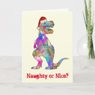 T Rex Funny Festive Naughty oder Nice Dinosaurier  Karte