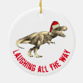 T. rex Funny Santa Laughing die ganze Strecke ziti Keramik Ornament (Hinten)