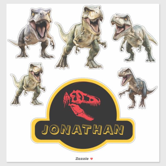 T-Rex für Ihr Party Aufkleber (Blatt)