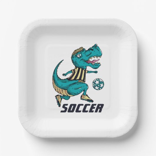 T-Rex Fußball-Spielsport Pappteller (Vorderseite)