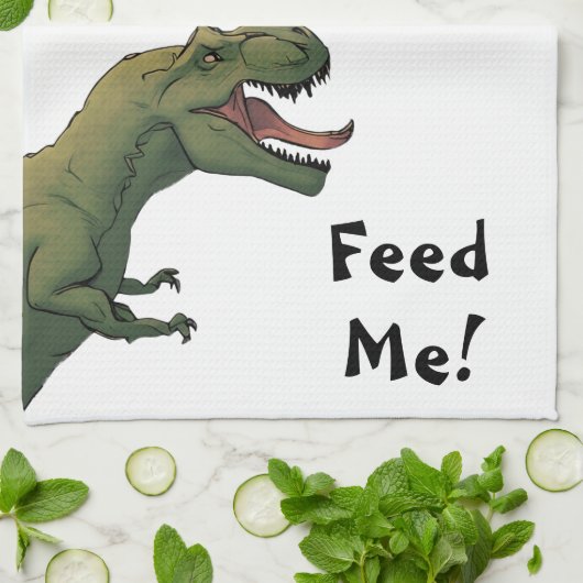 T-Rex Füttre mir! Dinosaur Tyrannosaurus Geschirrtuch (Gefaltet)