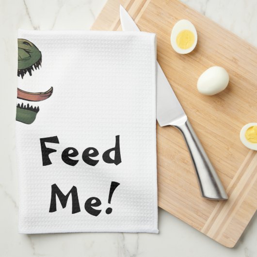 T-Rex Füttre mir! Dinosaur Tyrannosaurus Geschirrtuch (Viertel Falte)