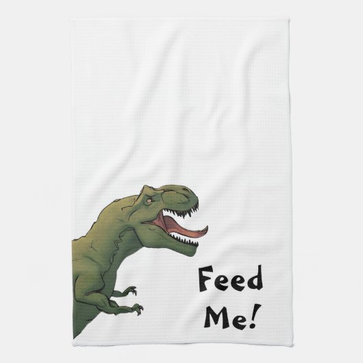 T-Rex Füttre mir! Dinosaur Tyrannosaurus Geschirrtuch (Vertikal)