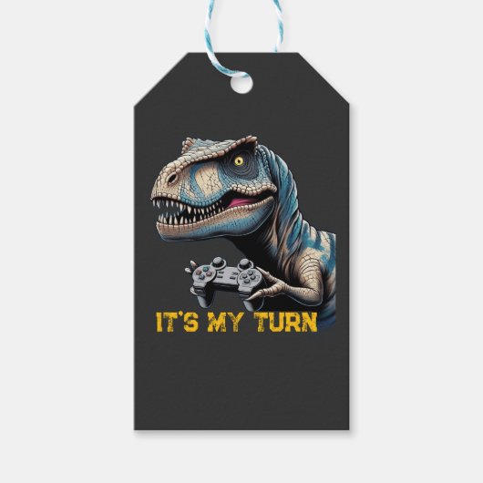 T-Rex Gamer It’s My Turn Design Geschenkanhänger (Vorderseite)