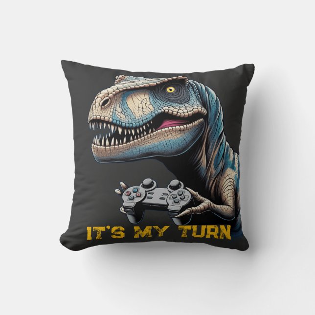 T-Rex Gamer It’s My Turn Design Kissen (Vorderseite)