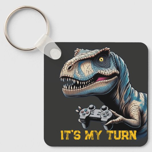 T-Rex Gamer It’s My Turn Design Schlüsselanhänger (Vorderseite)