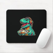 T-Rex Gamer Mit Headset Lustiger Dinosaurier Gamer Mousepad (Mit Mouse)