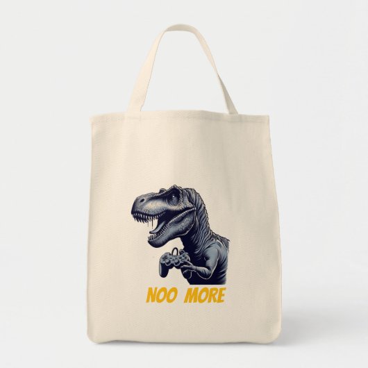 T-Rex Gamer "No More" Art Design Tragetasche (Vorne)