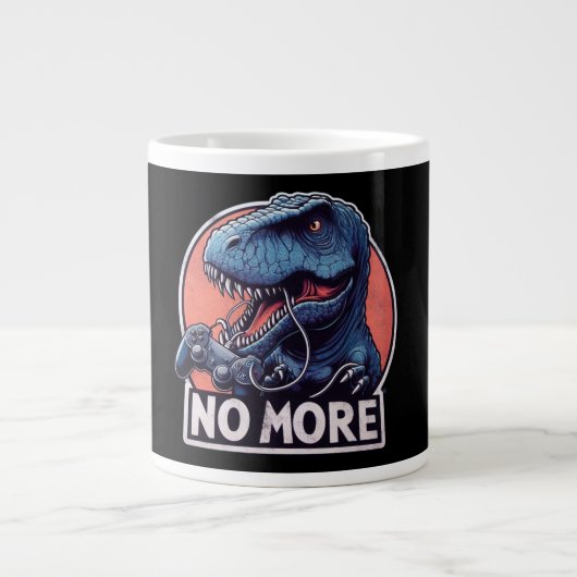 T-Rex Gamer No More Design Jumbo-Tasse (Vorderseite)