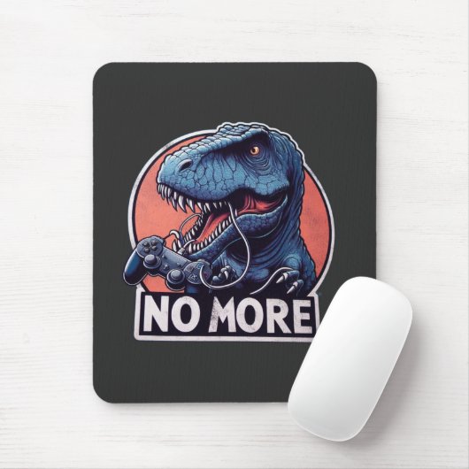 T-Rex Gamer No More Design Mousepad (Mit Mouse)