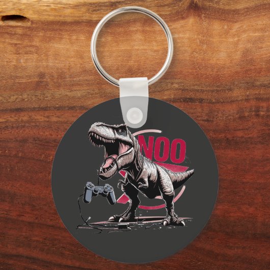 T-Rex Gamer Rage No More Design Schlüsselanhänger (Vorderseite)