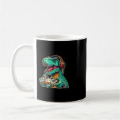 T-Rex Gaming mit Headset Lustiger Dinosaurier Game Kaffeetasse (Links)