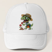 T-Rex Gardener Zombie Truckerkappe (Vorderseite)
