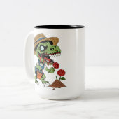 T-Rex Gardener Zombie Zweifarbige Tasse (Vorderseite Links)