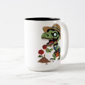 T-Rex Gardener Zombie Zweifarbige Tasse (VorderseiteRechts)
