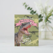 T Rex, Geburtstagsmädchen mit Muster Postkarte (Stehend Vorderseite)