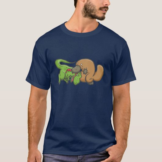 T-rex gegen Platypus T-Shirt (Vorderseite)