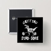 T-Rex, Getting Dino Wore, Funny, Cartoon, Workout Button (Vorne & Hinten)
