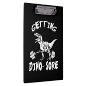 T-Rex, Getting Dino Wore, Funny, Cartoon, Workout Klemmbrett (Rechts)