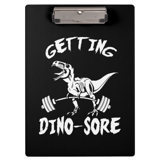 T-Rex, Getting Dino Wore, Funny, Cartoon, Workout Klemmbrett (Vorderseite)