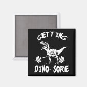 T-Rex, Getting Dino Wore, Funny, Cartoon, Workout Magnet (Vorderseite/Rückseite)