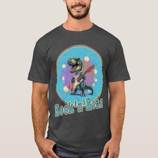 T-Rex Gitarre spielen - Rock'n'Roar T-Shirt (Vorderseite)