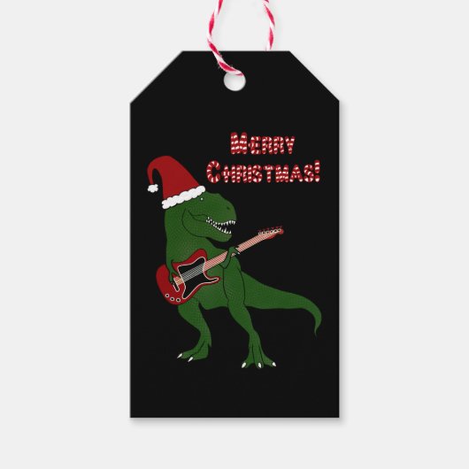 T-Rex Gitarre Weihnachten Geschenkanhänger (Vorderseite)