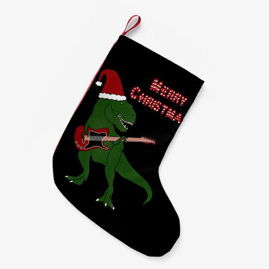 T-Rex Gitarren-Weihnachten Kleiner Weihnachtsstrumpf (Vorderansicht (hängend))
