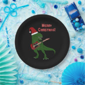 T-Rex Gitarren-Weihnachten Pappteller (Party)