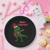 T-Rex Gitarren-Weihnachten Pappteller (Party)