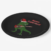 T-Rex Gitarren-Weihnachten Pappteller (Schrägansicht)