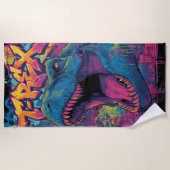 T-Rex Graffiti Pop Art Dinosaur Illustration Strandtuch (Vorderseite)