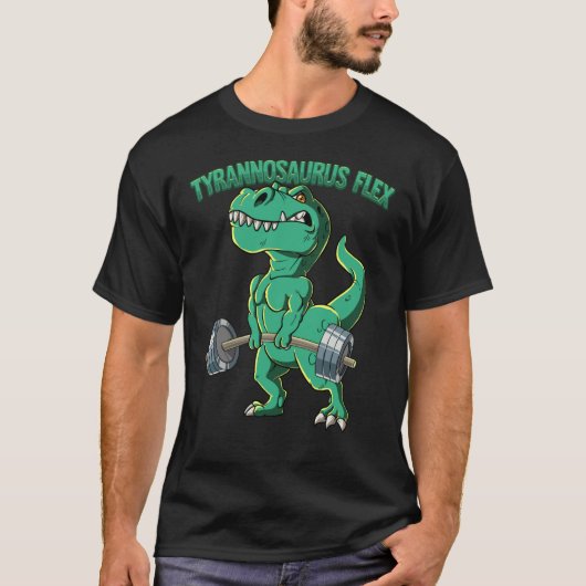 T Rex Gym Bodybuilding Tyrannosaurus Flex T-Shirt (Vorderseite)