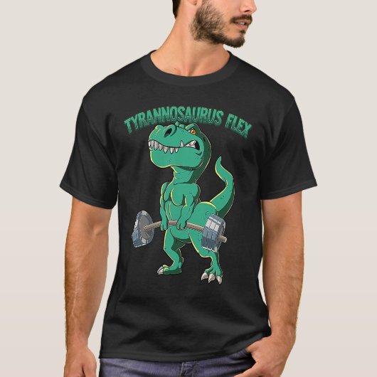 T Rex Gym Bodybuilding Tyrannosaurus Flex T-Shirt (Vorderseite)