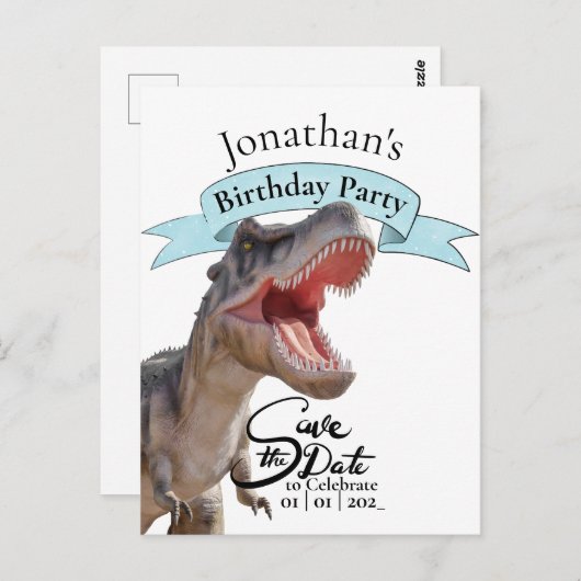T Rex, Happy Birthday Boy Postkarte (Vorne/Hinten)