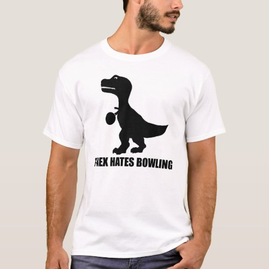 T-Rex hasst Bowlings-T - Shirt (Vorderseite)