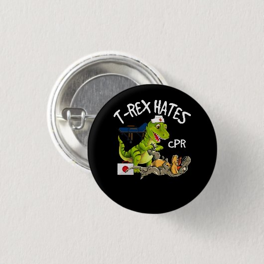 T-Rex hasst CPR Dinosaurier Funny Nurse Rescue Inj Button (Vorne & Hinten)