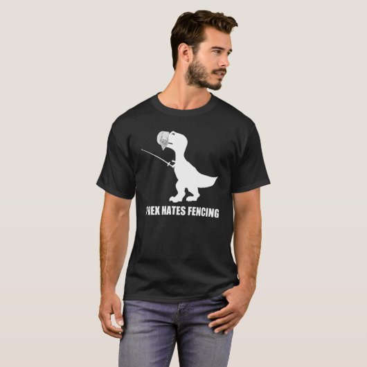 T-Rex hasst dunklen T - Shirt einzäunen (Vorne ganz)