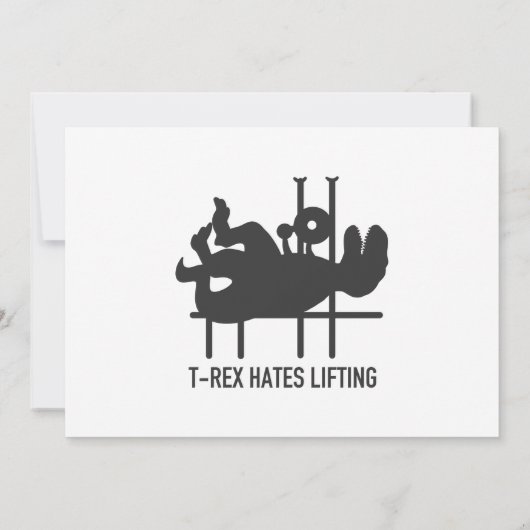 T-rex hasst Heben - Farbe im Hintergrund auswählen Einladung (Rückseite)