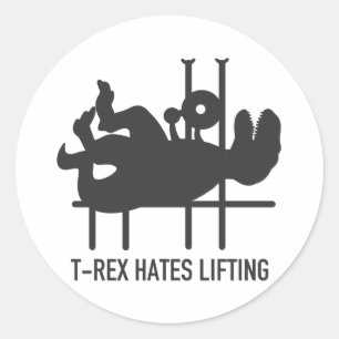 T-rex hasst Heben - Wählen Sie die Hintergrundfarb Runder Aufkleber