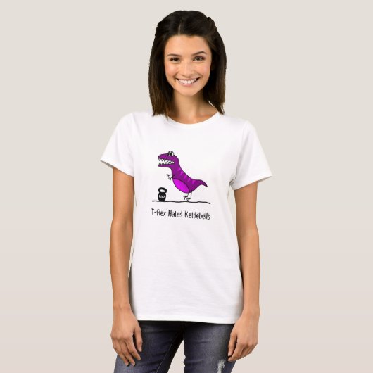 T-Rex hasst kettlebells T-Shirt (Vorne ganz)