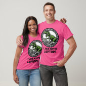 T Rex hasst Laptop-Computer T-Shirt (Unisex)