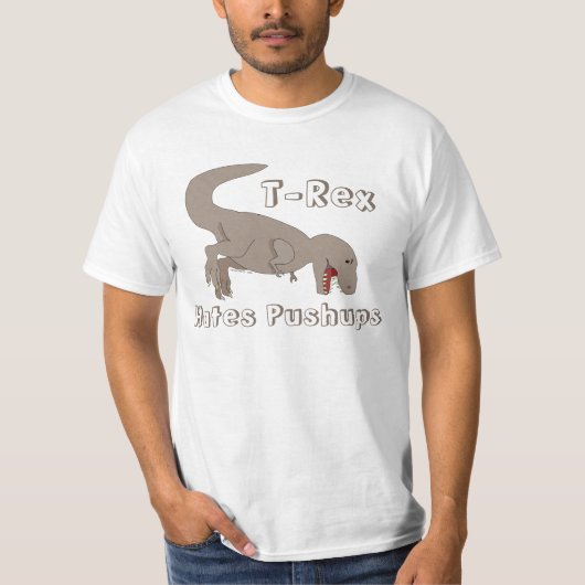 T-Rex hasst lustigen Fitnessdinosaurier der T-Shirt (Vorderseite)