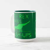 T REX HASST PUSHUPS lustigen Dino-Entwurf Zweifarbige Tasse (Vorderseite Links)